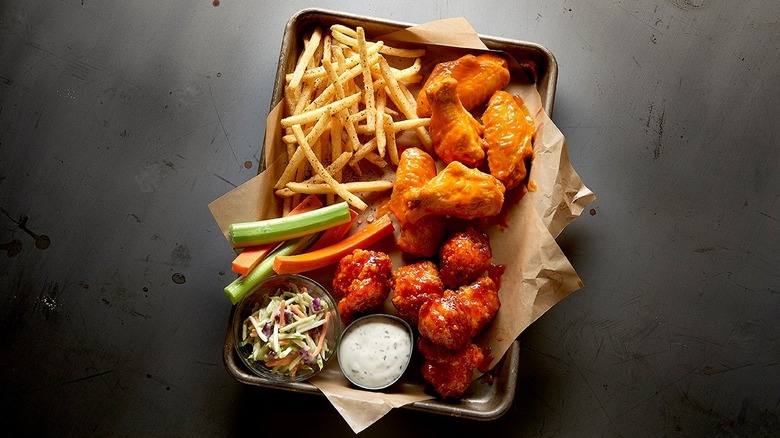 platter of fries chicken wings