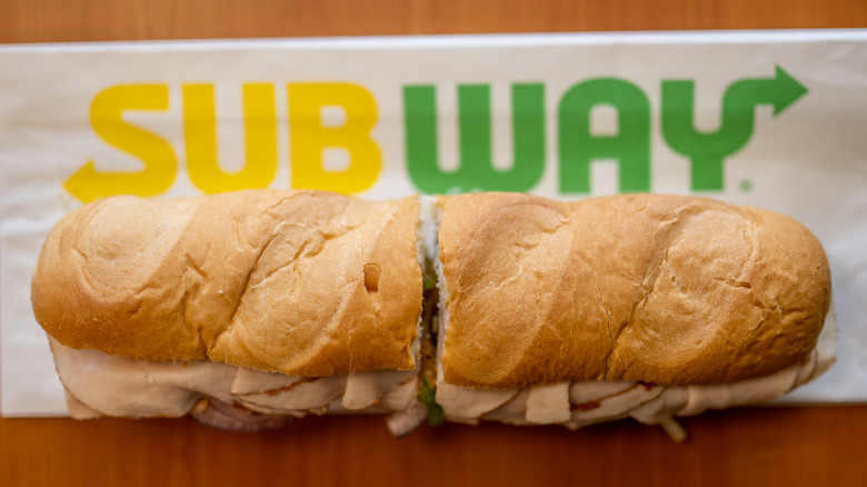 Subway sandwich on table