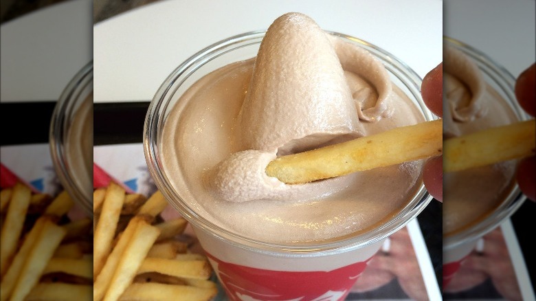 fry dipped in chocolate frosty