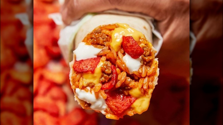 close up of beefy crunch burrito