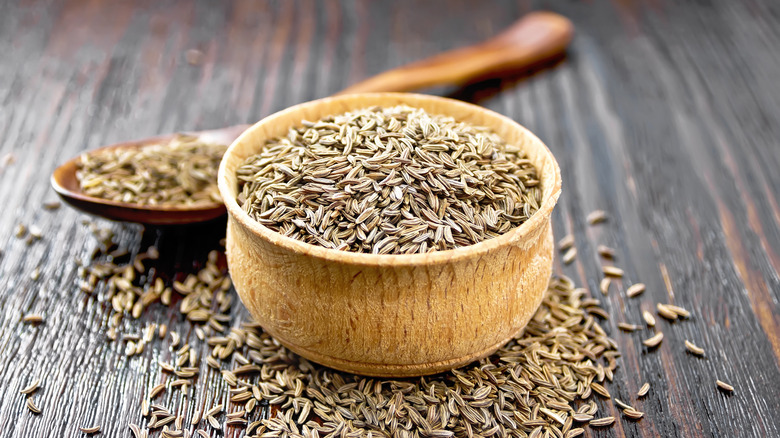 Cumin seeds on table