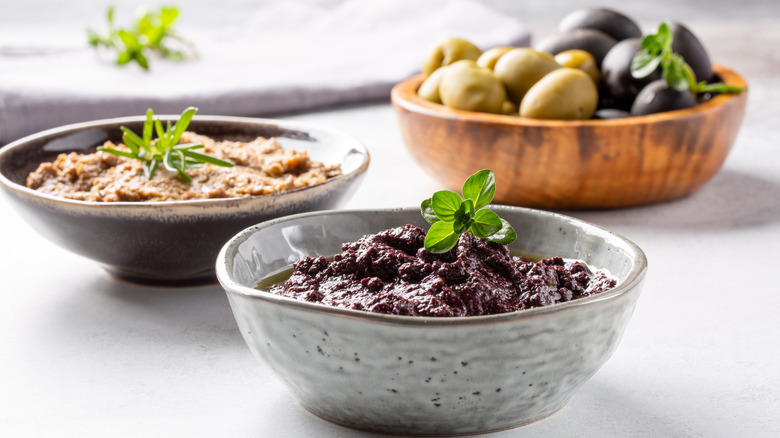 bowls of olive tapenade