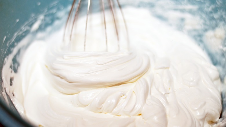 whipping heavy cream in bowl