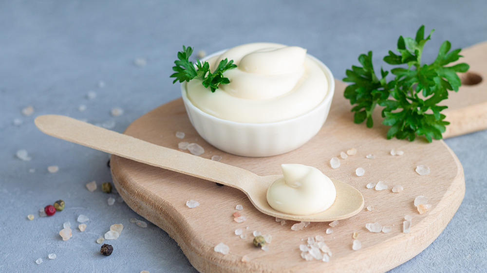 Fresh mayonnaise in a bowl