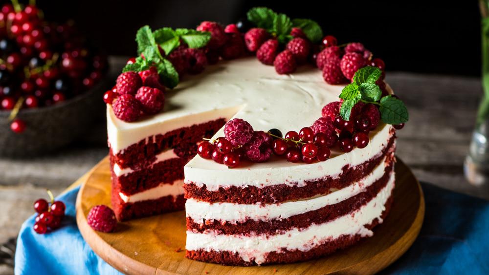 Cake covered in fresh berries