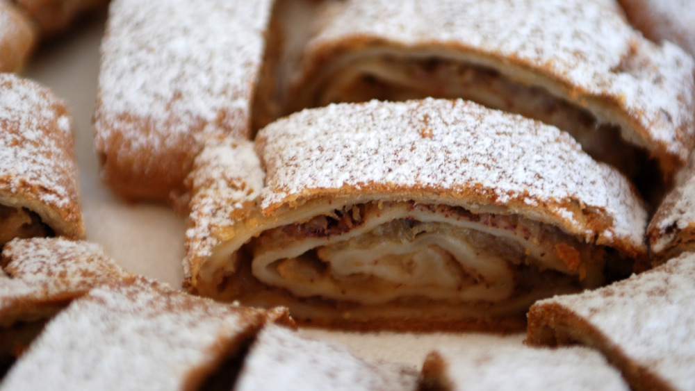 Apfelstrudel, or apple strudel dessert