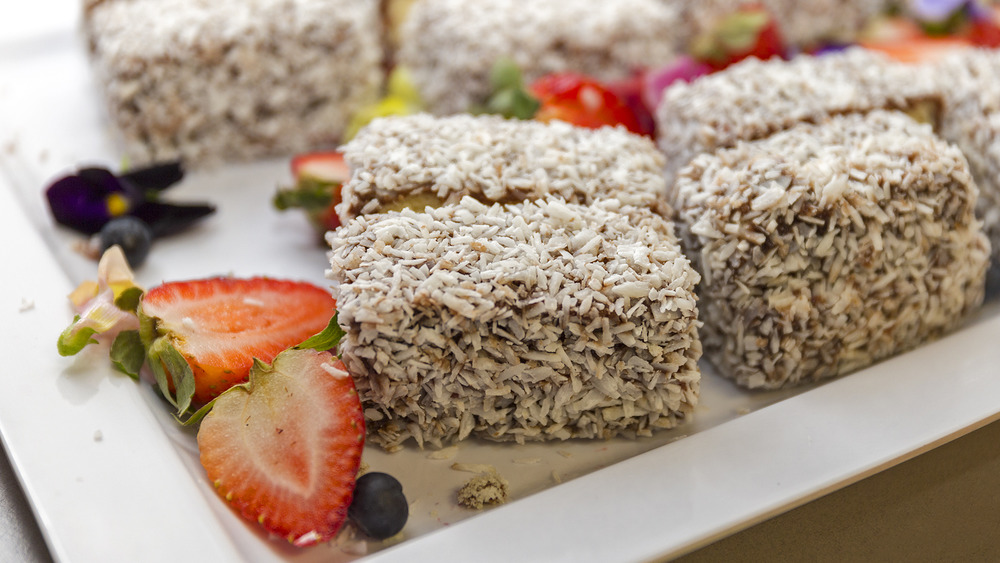 Lamingtons on a plate dessert