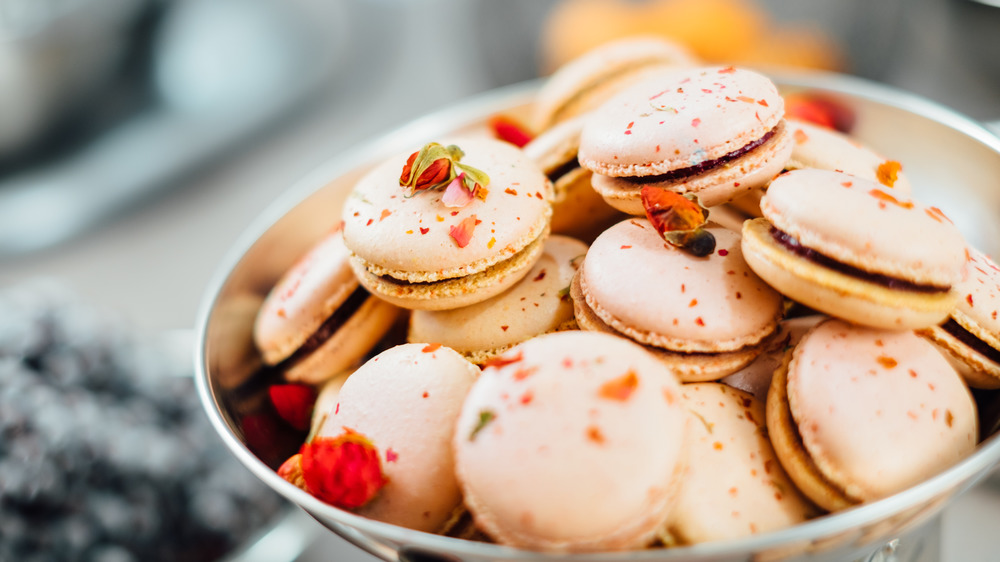 Pink macarons dessert