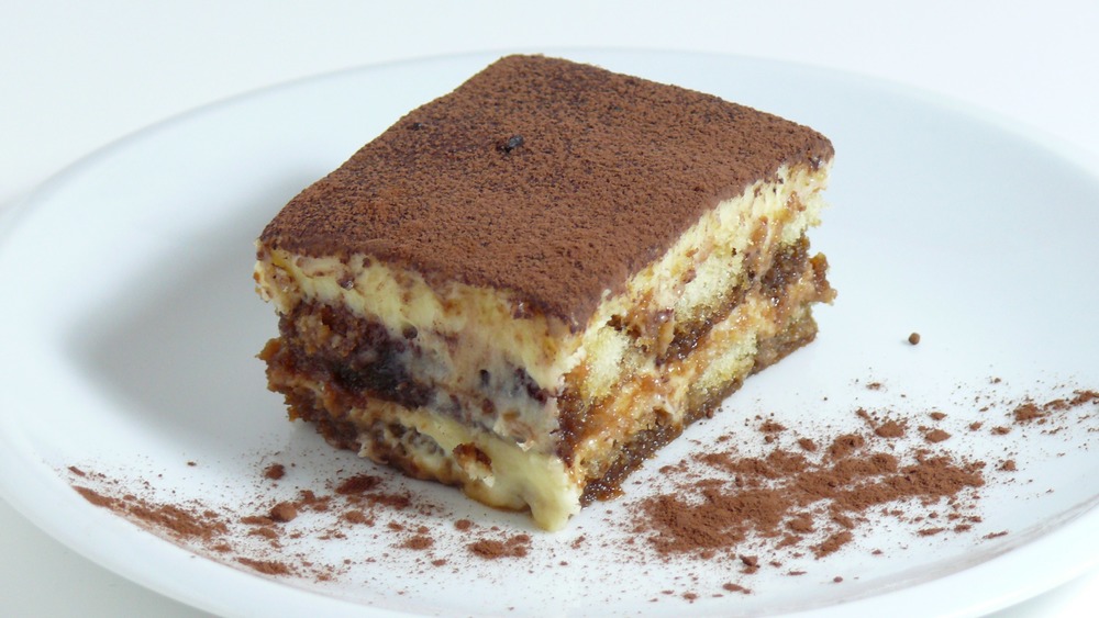 A piece of tiramisu cake dessert