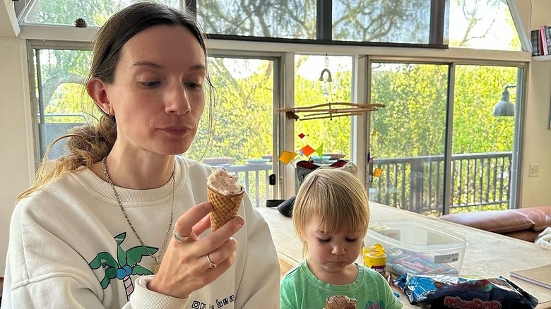 Johnna and Josephine Goldman eating