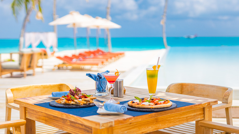 Meal served on beach