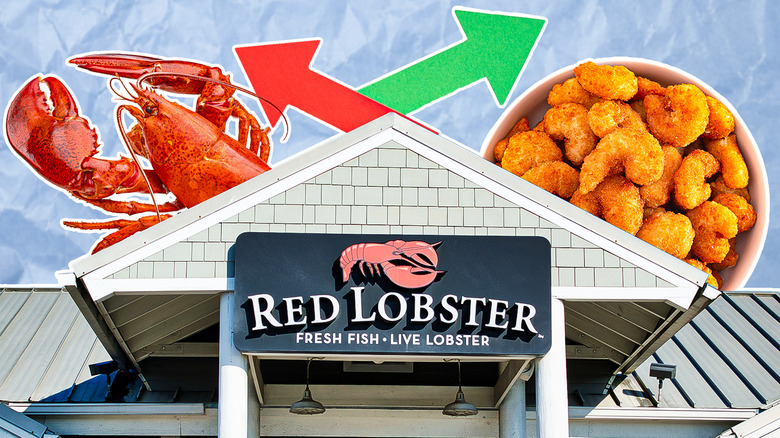 Red Lobster sign and food composite image