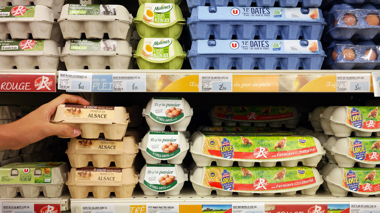 eggs on European supermarket shelf