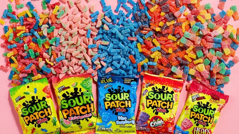 Sour patch kids candy on table