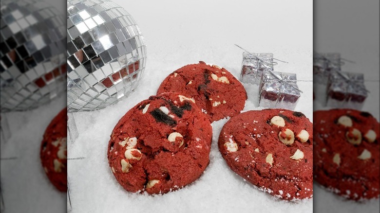 Red Velvet Cookies N Cream cookies from Insomnia Cookies