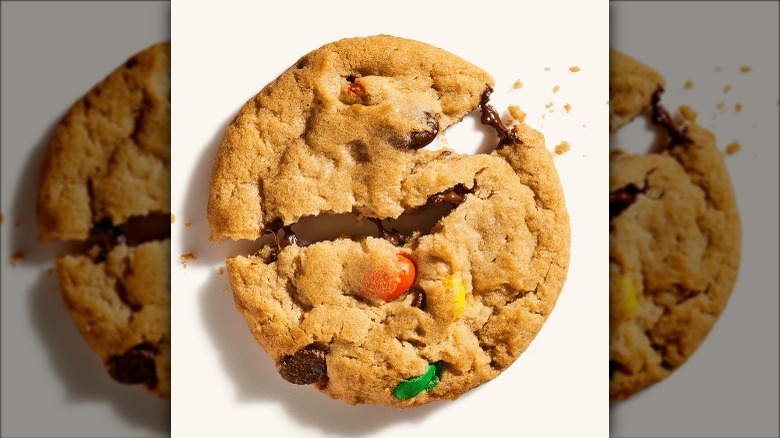 MnM cookie broken in half