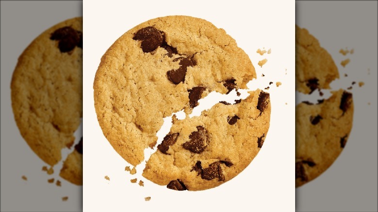 Chocolate chunk cookie broken in two