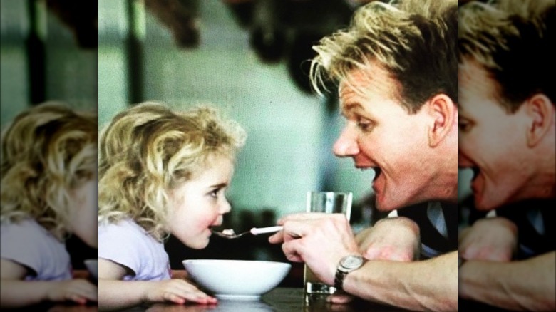 Gordon Ramsay feeding Tilly Ramsay