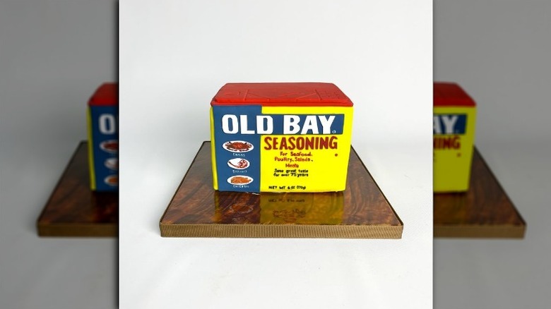 A cake made to look like a can of Old Bay seasoning