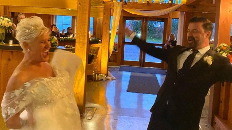 Anne Burrell and Stuart Claxton dancing on their wedding day.