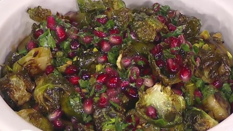 Roasted Brussels sprouts with pomegranates