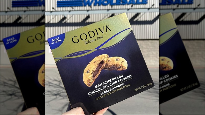 Gold and blue Godiva cookie box