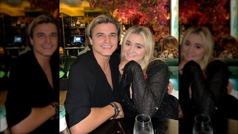 Tilly Ramsay and Nikita Kuzmin smile at restaurant