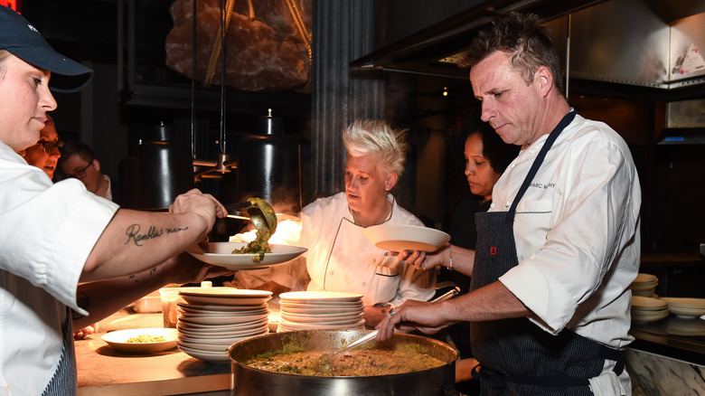 Marc Murphy cooking with Anne Burrell