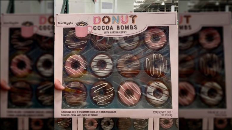 Pink box of donut cocoa bombs