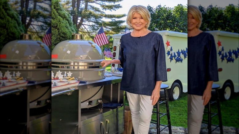 martha stewart on fourth of july with grill and american flags