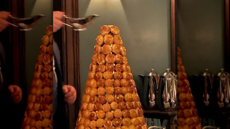 Croquembouche made of pastry at the Hermes dinner