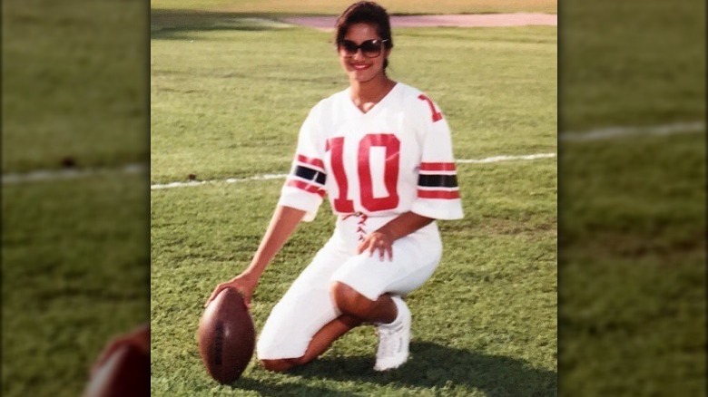 Padma Lakshmi playing football