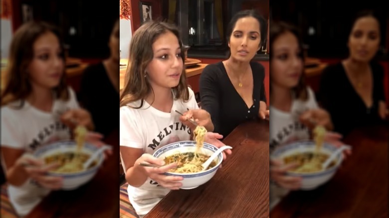 padma lakshmi eats soup with daughter krishna