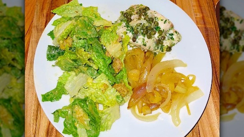 Ryan Seacrest's sea bass, salad, and veggies