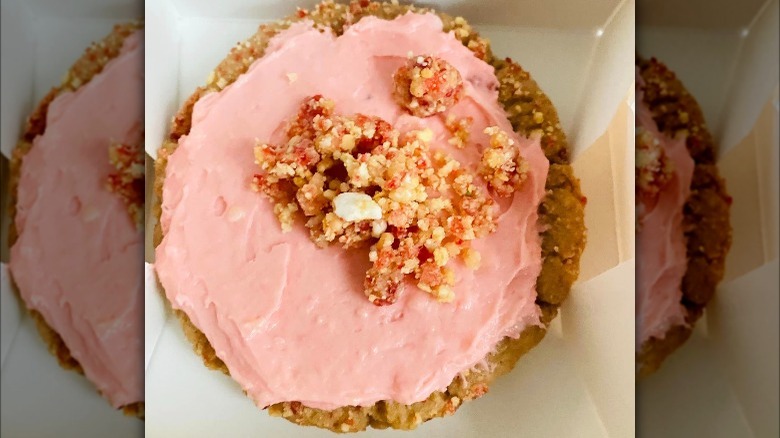 strawberry milk Crumbl Cookie