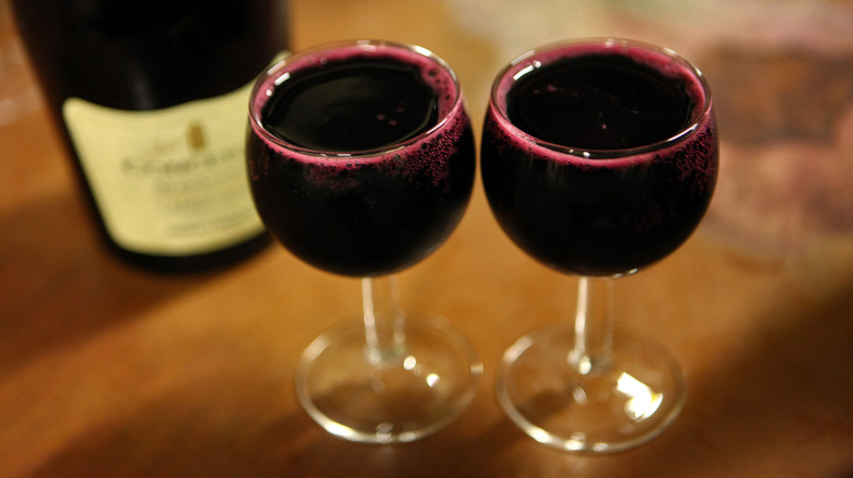 Two glasses of Lambrusco sparkling wine