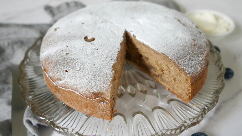 banana bread with slice removed