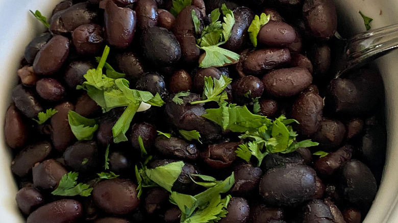 beans topped with cilantro