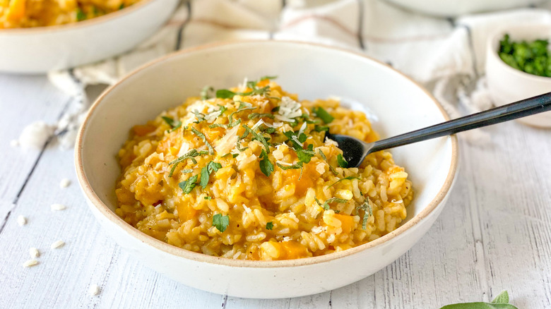 bowl of butternut squash risotto