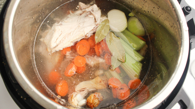 broth ingredients in pot