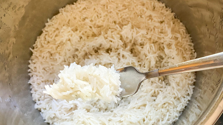 close-up of cooked rice