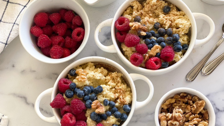 bowls of porridge with fruit