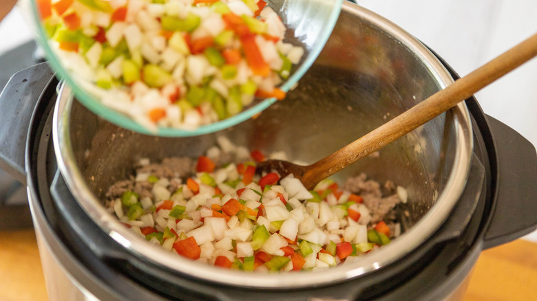 Veggies going into the Instant Pot