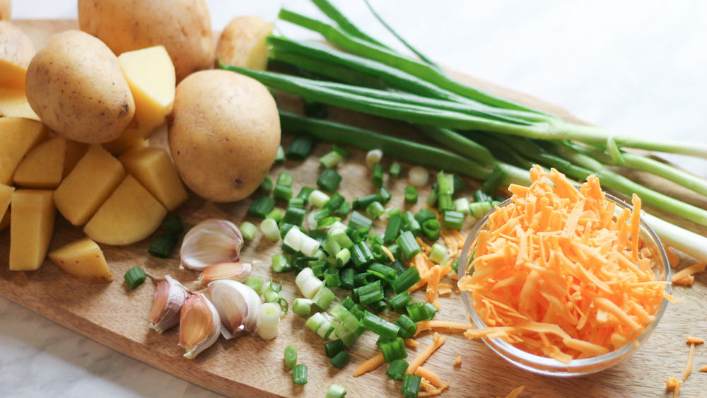 ingredients for Instant Pot loaded mashed potatoes on table