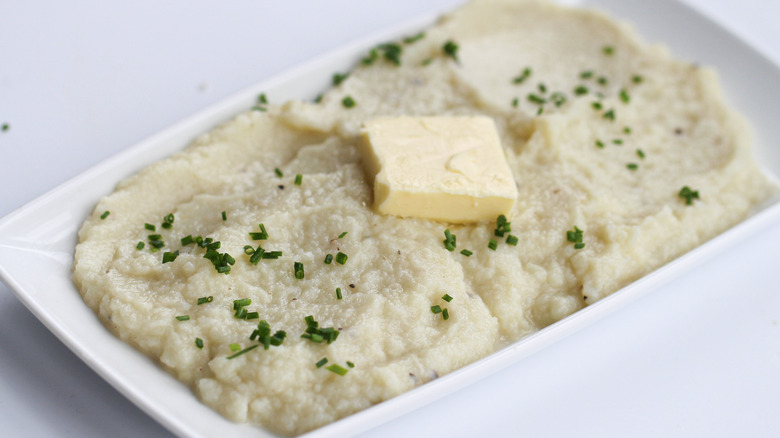 Instant Pot Mashed Cauliflower on plate 