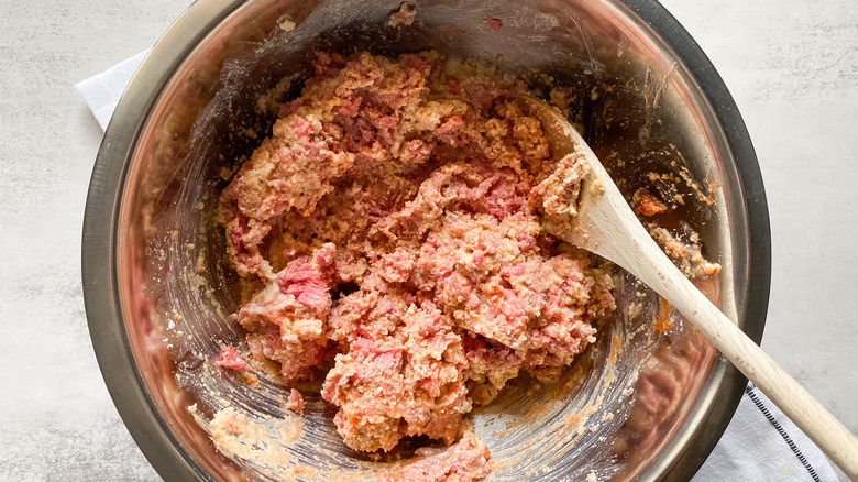 meatloaf in a mixing bowl 