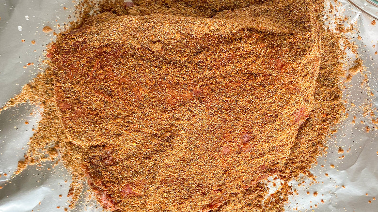 brisket rubbed with spices 