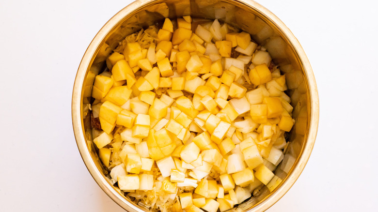 cut-up apple in Instant Pot