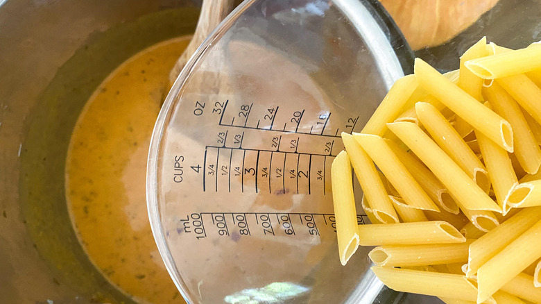 adding pasta to Instant Pot 