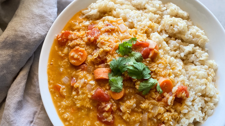 red lentil dal served